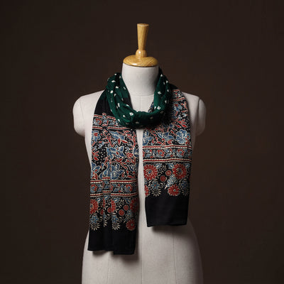 Kutch Bandhani Tie-Dye Ajrakh Block Print Modal Silk Stole 19