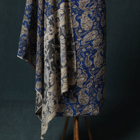 Blue - Kalamkari Printed Cotton 2pc Unstitched Dress Material Kurta Set 08