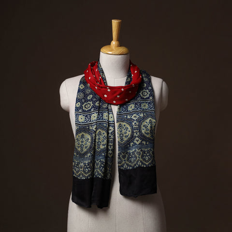 Kutch Bandhani Tie-Dye Ajrakh Block Print Modal Silk Stole 20