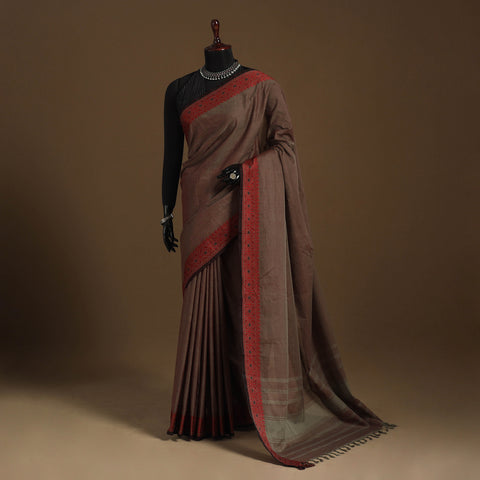Brown Kandangi Chettinad Cotton Saree with Border