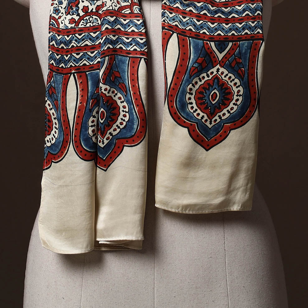 Kutch Bandhani Tie-Dye Ajrakh Block Print Modal Silk Stole 21
