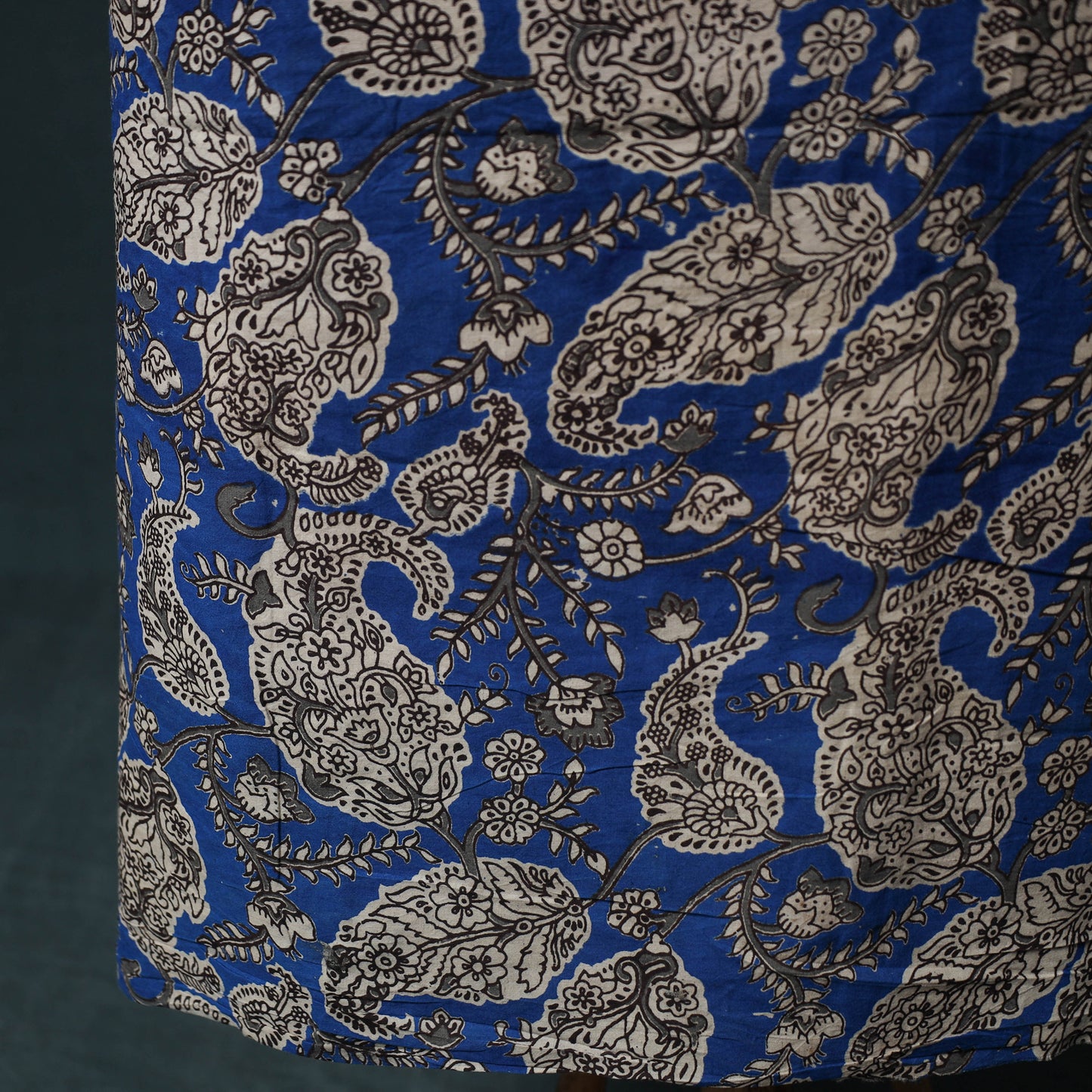 Blue - Kalamkari Printed Cotton 2pc Unstitched Dress Material Kurta Set 08
