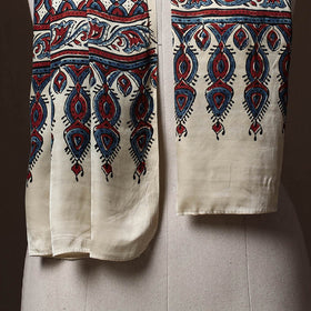 Kutch Bandhani Tie-Dye Ajrakh Block Print Modal Silk Stole 23