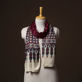 Kutch Bandhani Tie-Dye Ajrakh Block Print Modal Silk Stole 23