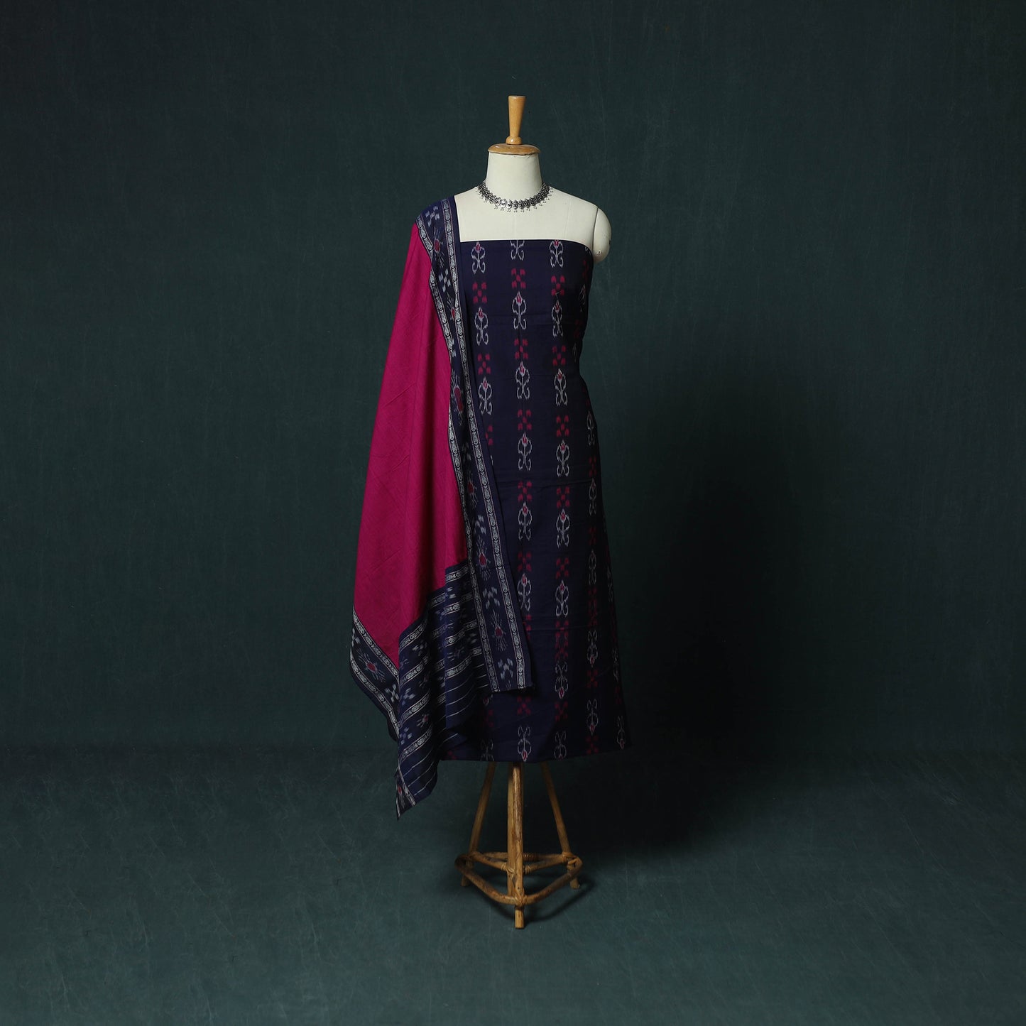 Sambalpuri Ikat Cotton 3pc Unstitched Dress Material Suit Set 23