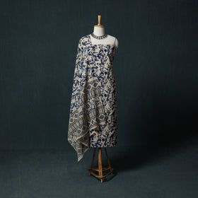 Beige - Kalamkari Printed Cotton 2pc Unstitched Dress Material Kurta Set 11