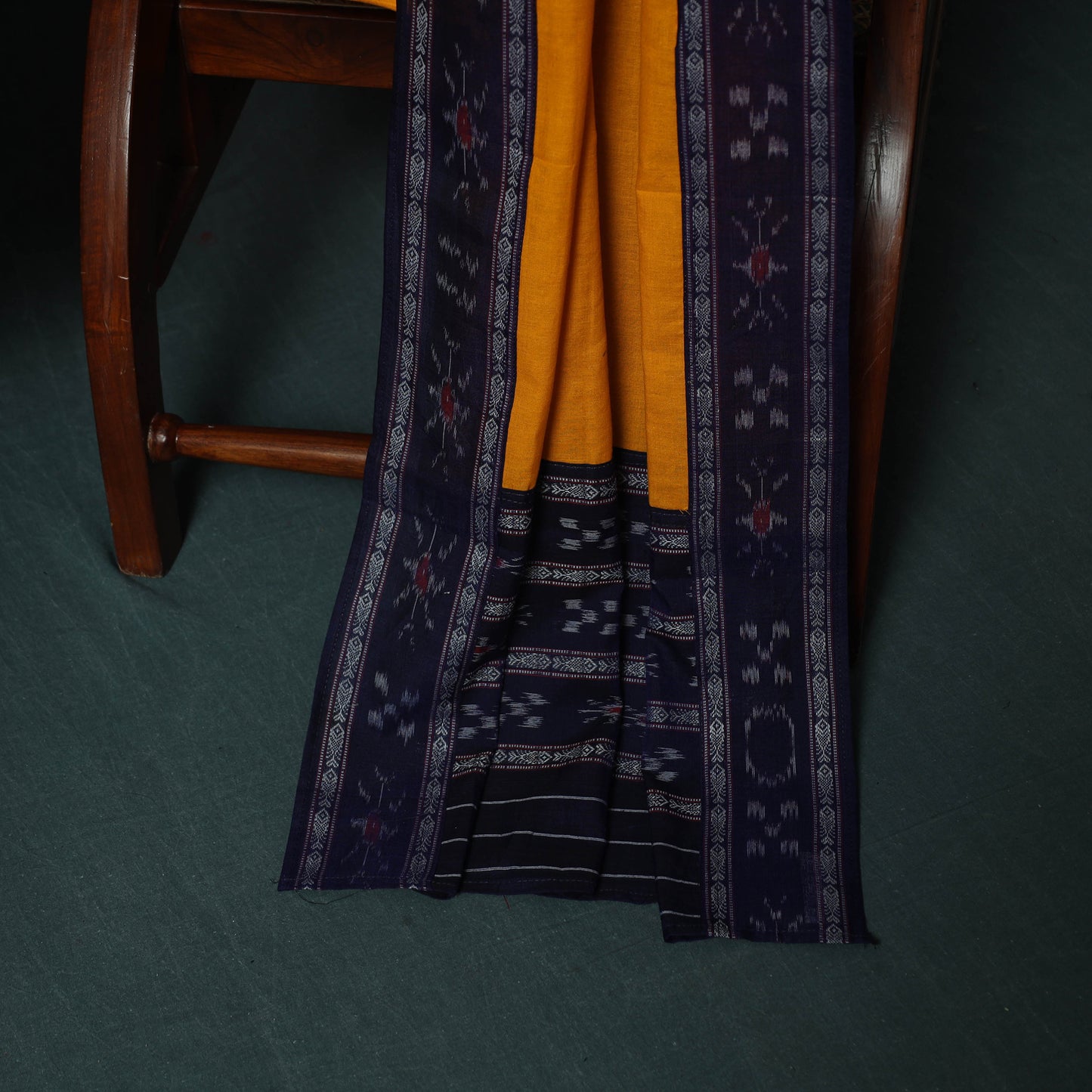 Blue - Sambalpuri Ikat Cotton 3pc Unstitched Dress Material Suit Set 25