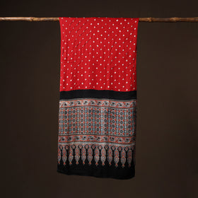 Kutch Bandhani Tie-Dye Ajrakh Block Print Modal Silk Stole 25