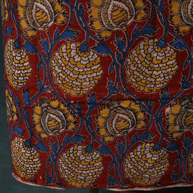 Red - Kalamkari Printed Cotton 2pc Unstitched Dress Material Kurta Set 12