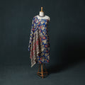 Blue - Kalamkari Printed Cotton 2pc Unstitched Dress Material Kurta Set 13