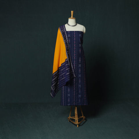 Sambalpuri Ikat Cotton 3pc Unstitched Dress Material Suit Set 25