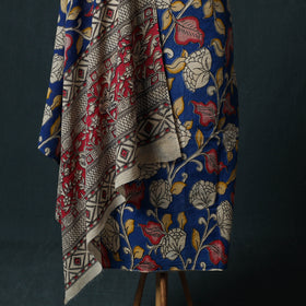 Blue - Kalamkari Printed Cotton 2pc Unstitched Dress Material Kurta Set 13