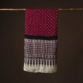 Kutch Bandhani Tie-Dye Ajrakh Block Print Modal Silk Stole 23