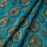 Green - Block Printed Cotton Jahota Fabric 08