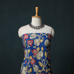 Blue - Kalamkari Printed Cotton 2pc Unstitched Dress Material Kurta Set 13