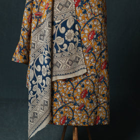 Yellow - Kalamkari Printed Cotton 2pc Unstitched Dress Material Kurta Set 14
