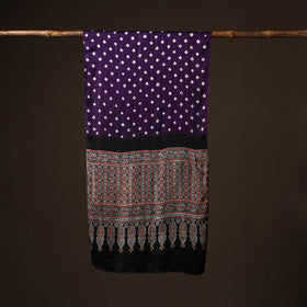 Kutch Bandhani Tie-Dye Ajrakh Block Print Modal Silk Stole 17
