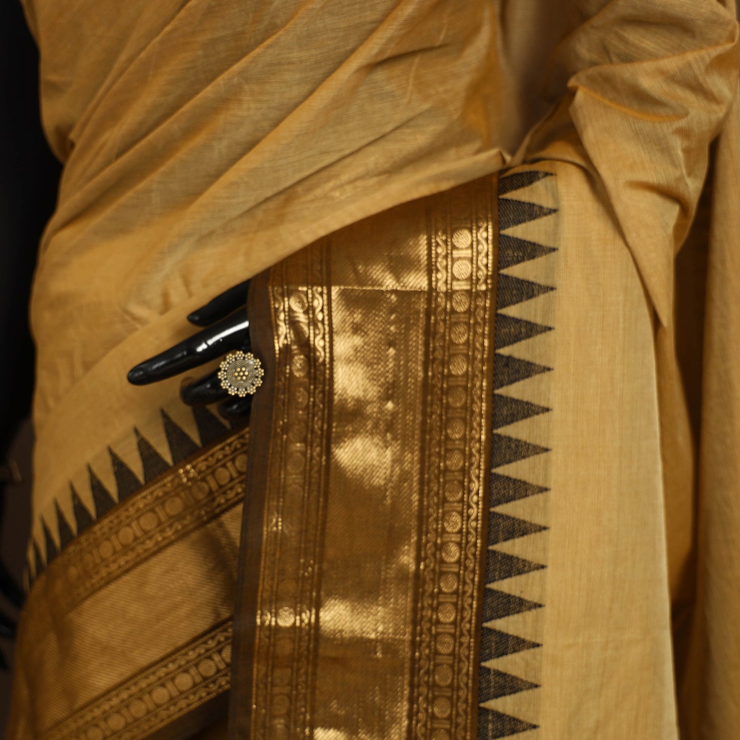 Beige - kandangi chettinad cotton saree with border 11
