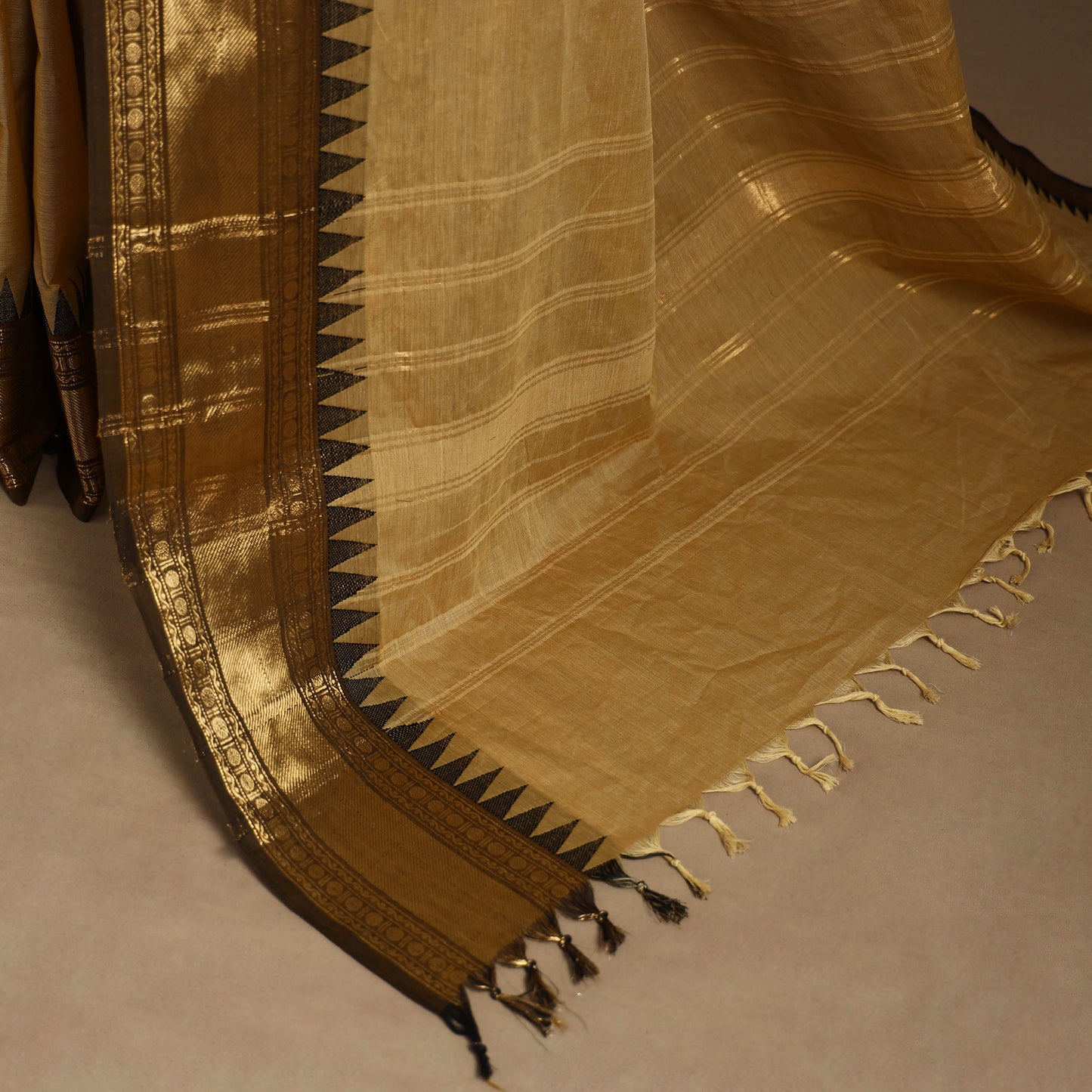 Beige - kandangi chettinad cotton saree with border 11