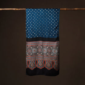 Kutch Bandhani Tie-Dye Ajrakh Block Print Modal Silk Stole 16