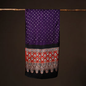 Kutch Bandhani Tie-Dye Ajrakh Block Print Modal Silk Stole 15