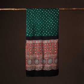 Kutch Bandhani Tie-Dye Ajrakh Block Print Modal Silk Stole 14