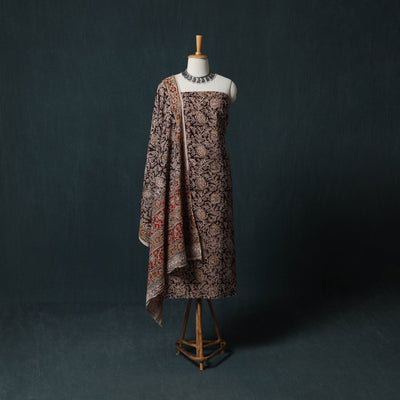 Pedana Hand Block Print Natural Dyed Cotton Kalamkari 2pc Unstitched Dress Material Kurta Set 01