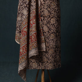 Pedana Hand Block Print Natural Dyed Cotton Kalamkari 2pc Unstitched Dress Material Kurta Set 01