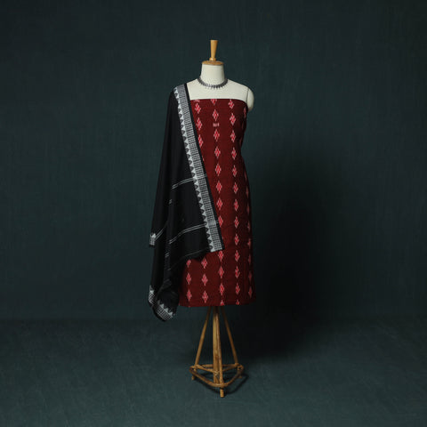 Sambalpuri Ikat Cotton 3pc Unstitched Dress Material Suit Set 28