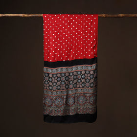 Kutch Bandhani Tie-Dye Ajrakh Block Print Modal Silk Stole 10