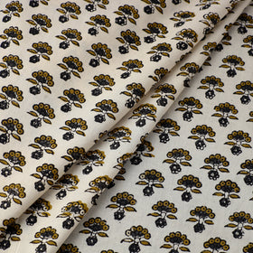 Buy Beige Block Printed Cotton Kalamkari Bagru Fabric 