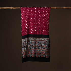 Kutch Bandhani Tie-Dye Ajrakh Block Print Modal Silk Stole 08