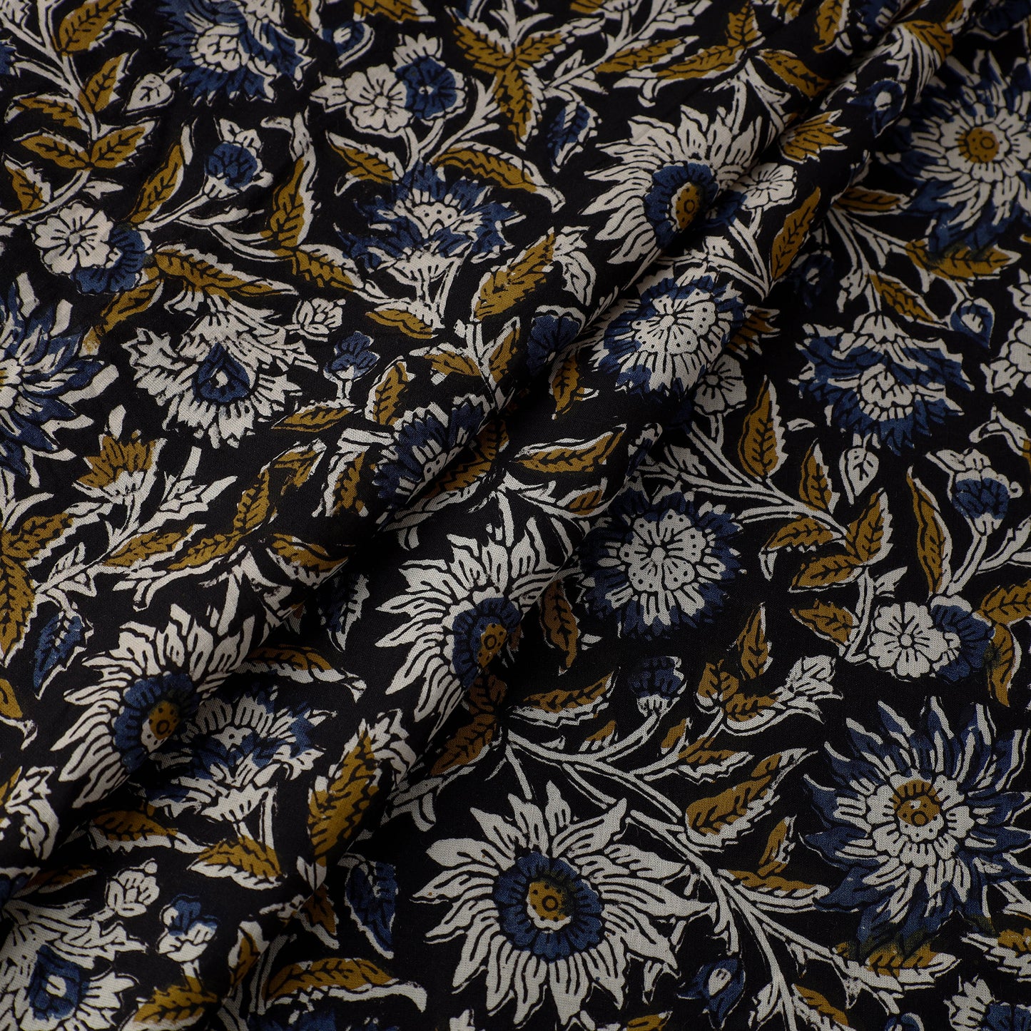 Block Printed Cotton Kalamkari Bagru Fabric 16