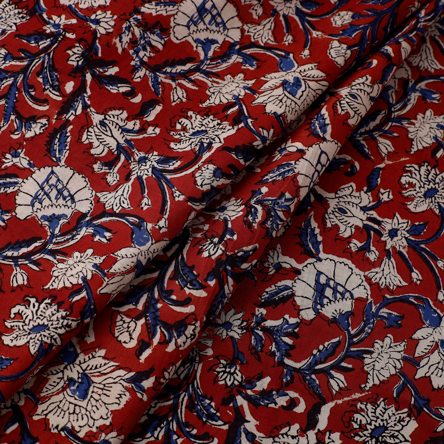 Block Printed Cotton Kalamkari Bagru Fabric 17