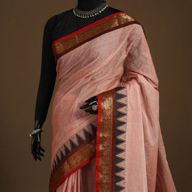 Pink Kandangi Chettinad Cotton Saree with Border
