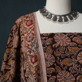 Pedana Hand Block Print Natural Dyed Cotton Kalamkari 2pc Unstitched Dress Material Kurta Set 03