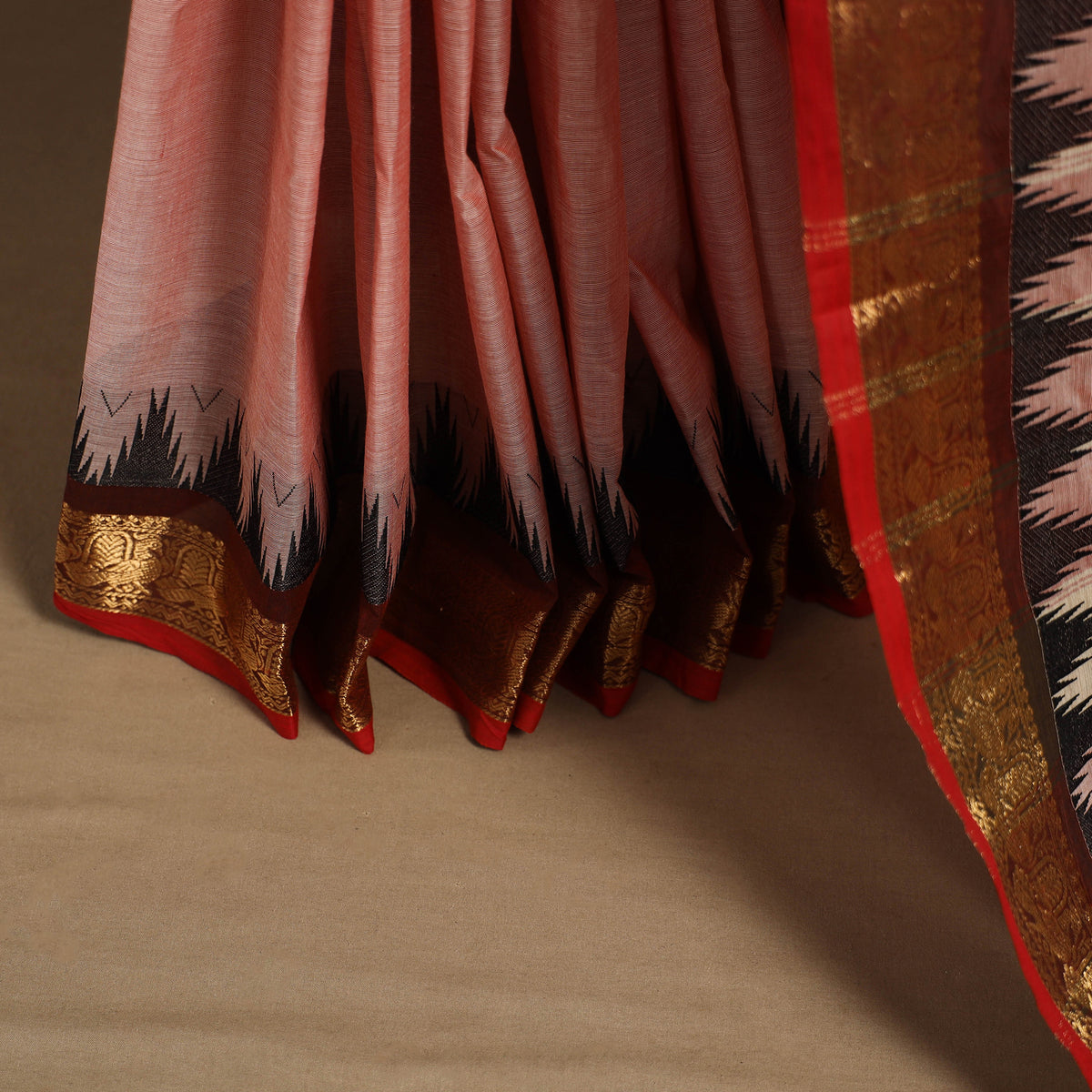 Pink Kandangi Chettinad Cotton Saree with Border