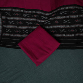 Black - Sambalpuri Ikat Cotton 3pc Unstitched Dress Material Suit Set 29