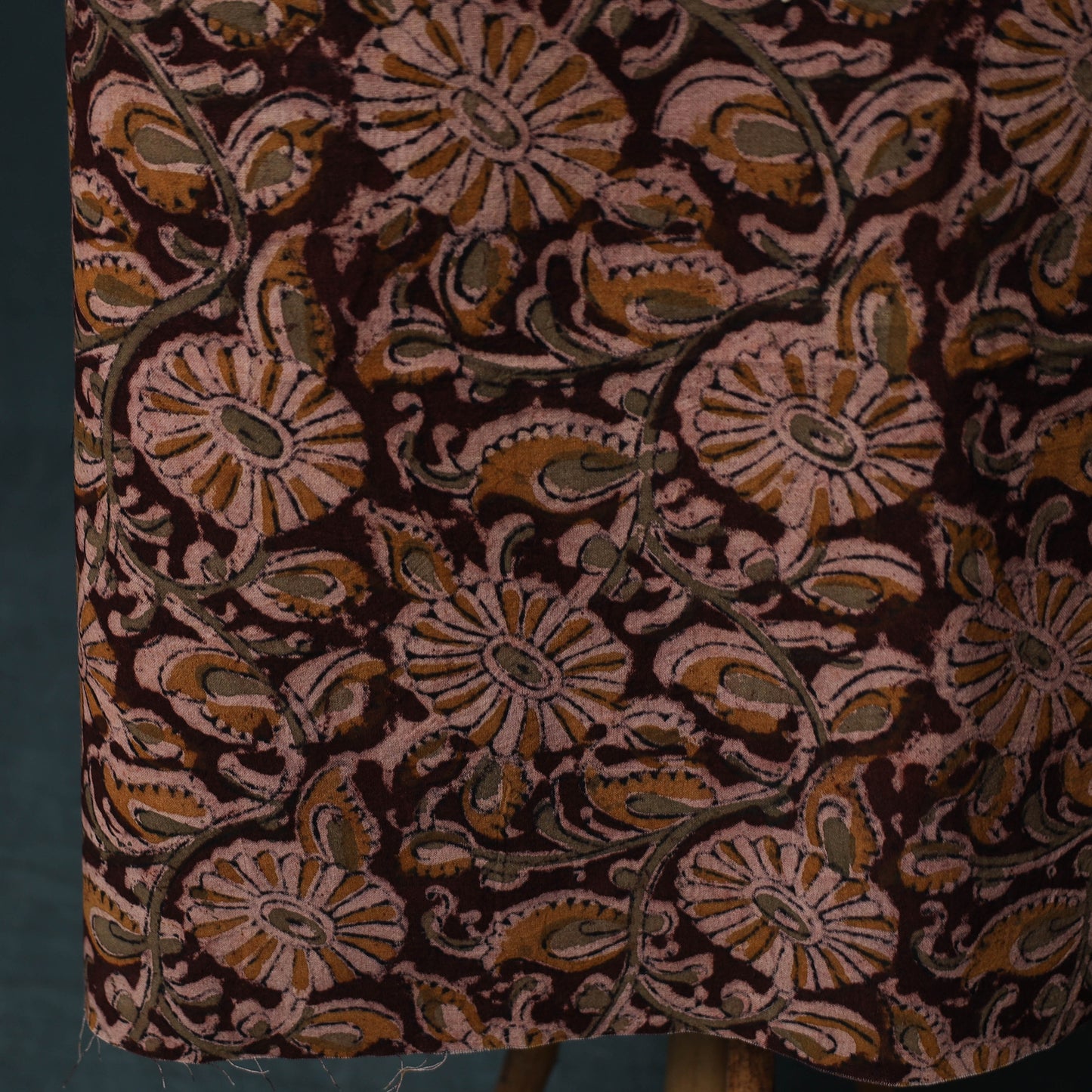 Pedana Hand Block Print Natural Dyed Cotton Kalamkari 2pc Unstitched Dress Material Kurta Set 03