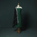 Green - Sambalpuri Ikat Cotton 3pc Unstitched Dress Material Suit Set 30