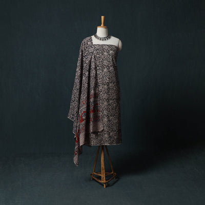 Pedana Hand Block Print Natural Dyed Cotton Kalamkari 2pc Unstitched Dress Material Kurta Set 04
