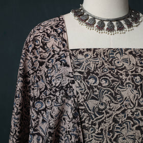 Pedana Hand Block Print Natural Dyed Cotton Kalamkari 2pc Unstitched Dress Material Kurta Set 04