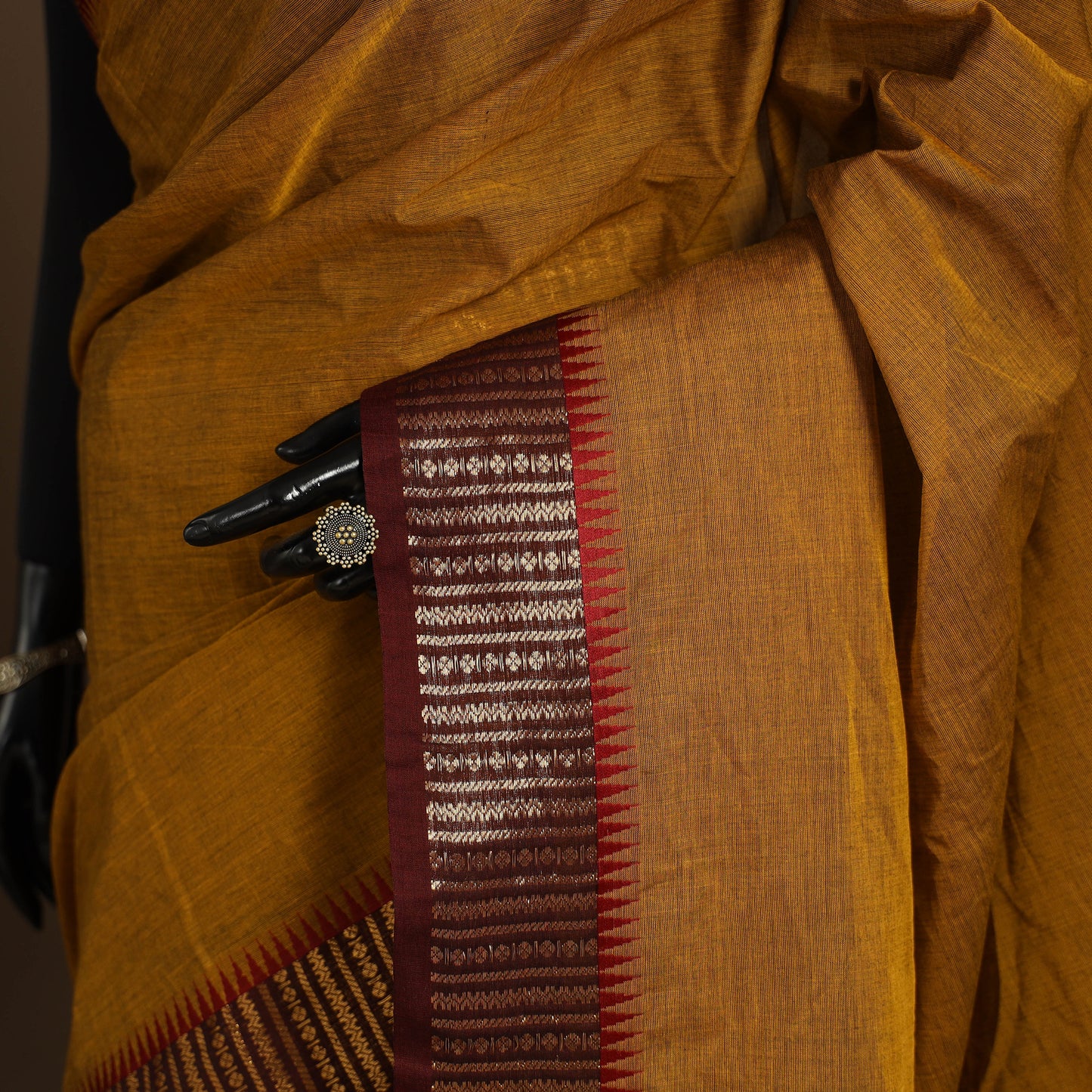 Brown Kandangi Chettinad Cotton Saree with Border