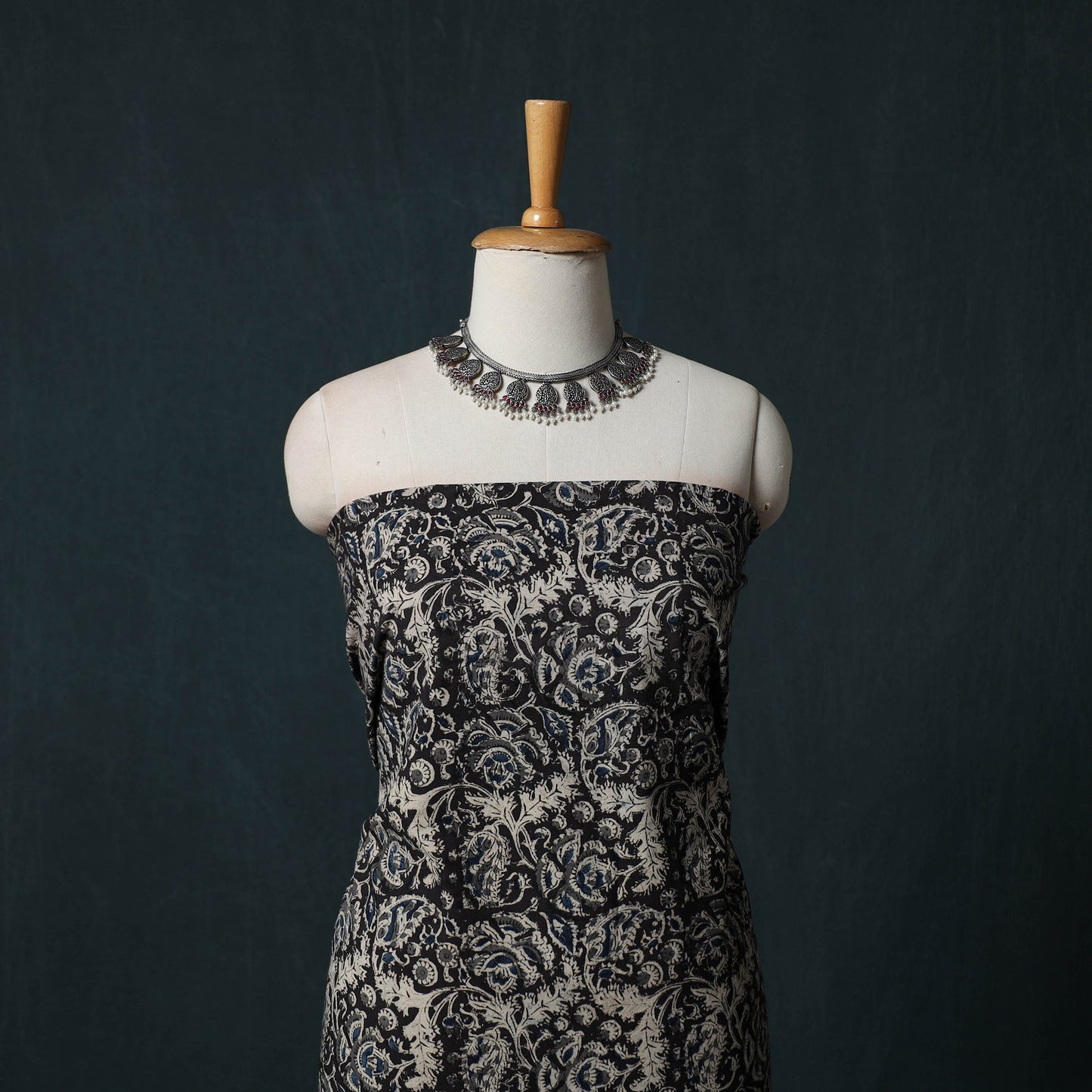 Pedana Hand Block Print Natural Dyed Cotton Kalamkari 2pc Unstitched Dress Material Kurta Set 05