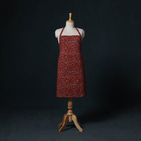 Red - Ajrakh Hand Block Print Cotton Apron with Pocket 02