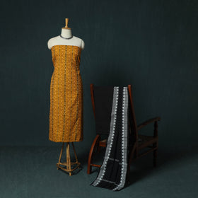 Sambalpuri Ikat Cotton 3pc Unstitched Dress Material Suit Set 31