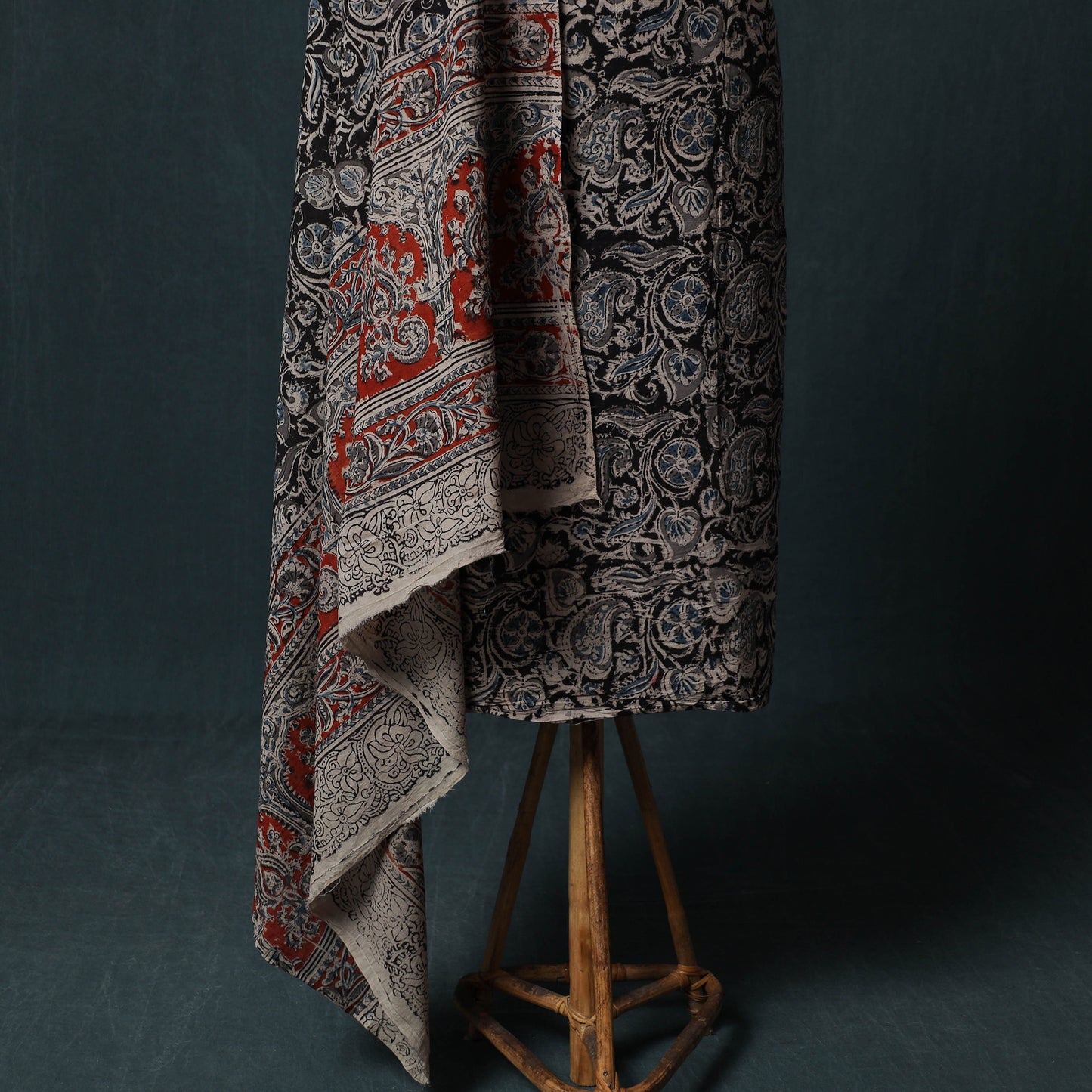 Pedana Hand Block Print Natural Dyed Cotton Kalamkari 2pc Unstitched Dress Material Kurta Set 06