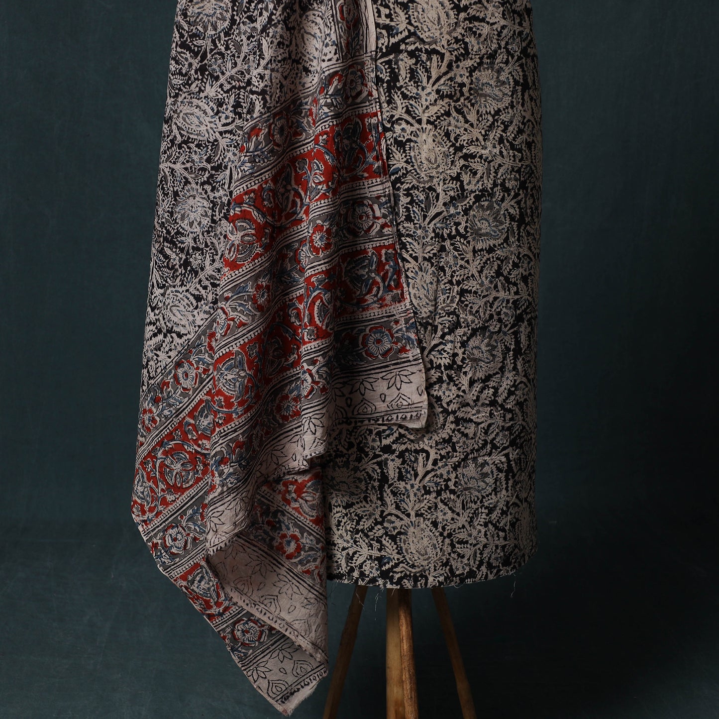 Pedana Hand Block Print Natural Dyed Cotton Kalamkari 2pc Unstitched Dress Material Kurta Set 07