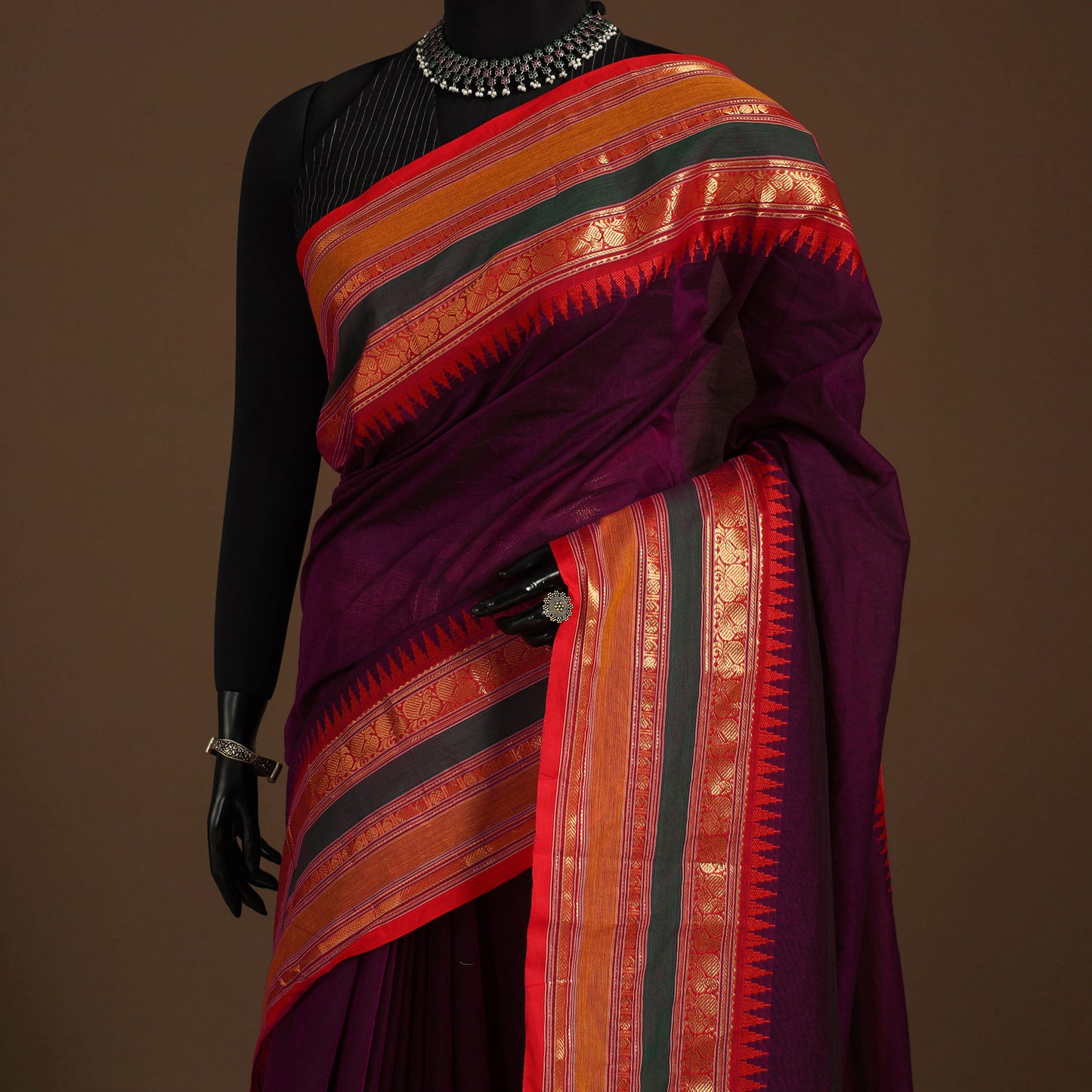 Purple Kandangi Chettinad Cotton Saree with Border