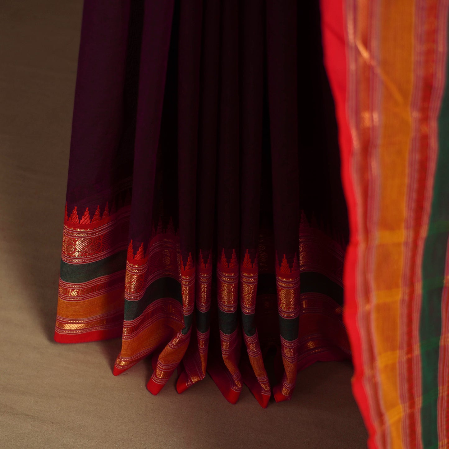 Purple Kandangi Chettinad Cotton Saree with Border